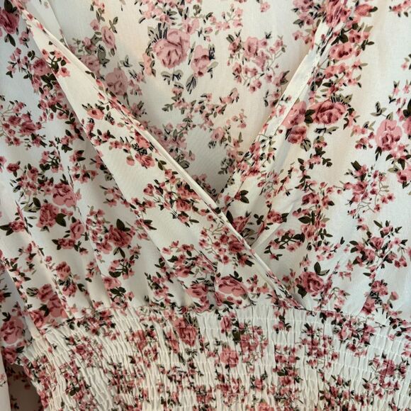 Women’s White Floral Ruffle Maxi Dress Long Sleeve Sweetheart Neck XL New - Picture 5 of 10